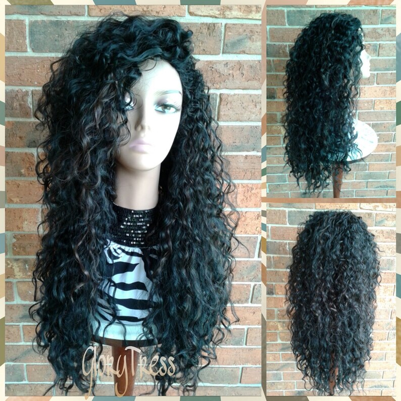 26 Long Beach Curly Half Wig Black Curly Wig For Women Kinky Curly Wig Glory Tress Wigs Halloween Costume Wig COURAGE image 1