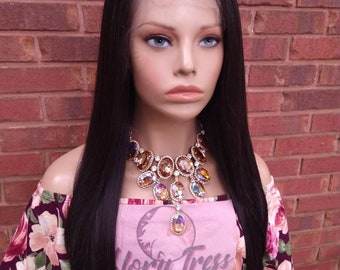 Black Lace Frontal Wig | Straight Wig With HD Lace | Human Blend Wig, 13x6 Free Parting | Glory Tress Wigs, Alopecia Wig // DIVA