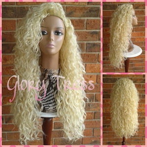 26&quot; Beach Curly Half Wig Long Blonde Curly Wig For Women African American Wig Glory Tress Wigs Halloween Costume Wig - COURAGE