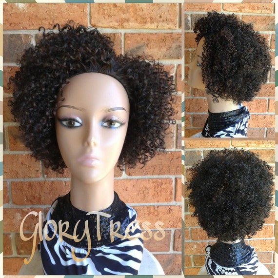 On Sale Short Kinky Curly Wig Curly Half Wig Natural Etsy