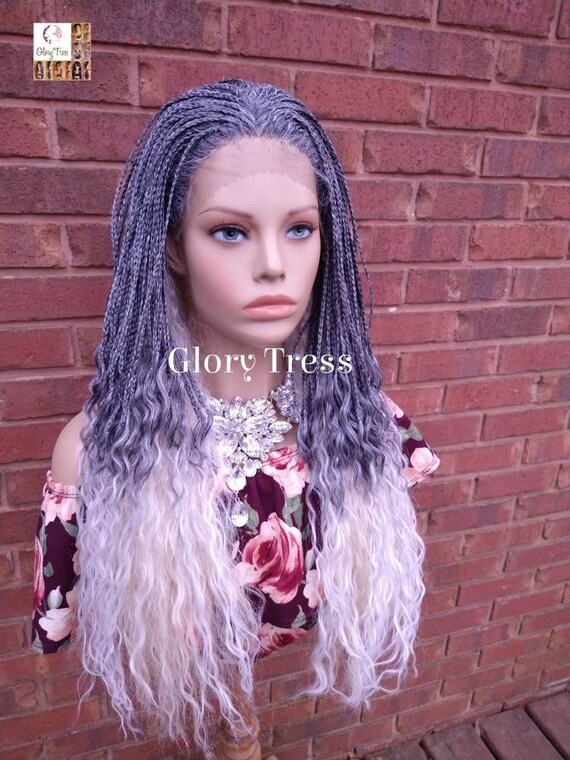 Buy Lace Front Wig, Glory Tress, Braided Wig, African American Wig, Box  Braid Wig, Blonde Wig, Ombre Silver Wig, Micro Braided Wig // JUSTICE4  Online in India 
