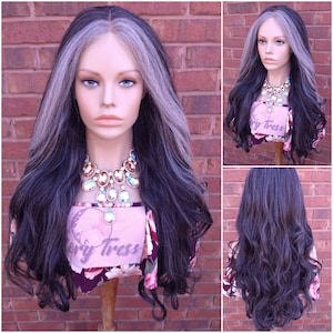 Sliver Gray Yaki Lace Front Wig, Ombre Gray Wig For Women, Alopecia Chemo Wigs, Glory Tress, Halloween Cosplay Costume Party Wig / STERLING