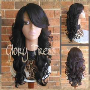 CLEARANCE // Beautiful Wavy/Curly Fullcap Wig, Long Dark Brown Wig, Wedding Hairstyle // HEAVEN