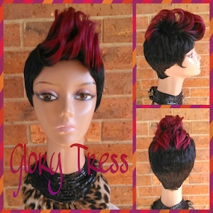 CLEARANCE //Wig, Glory Tress, Mohawk Wig, Ombre Mohawk Full Wig, Short Razor Cut Wig // REPENT