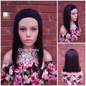 Headband Half Wig -  Yaki Straight Half Wig - Beginner  Friendly Wig, Glory Tress Wigs - African American Wig - Headband Wig // SECURED