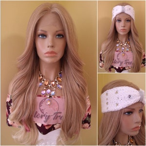 Wavy Lace Front Wig HD Soft Swiss Lace With Crochet Headband Long Ash Blonde Wig With Highlights For Women Chemo Wig Glory Tress - GLAM