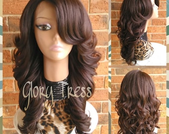 ON SALE // Long & Curly Lace Front Wig, Brown Wig, Bombshell Wig // SALVATION (Free Shipping)