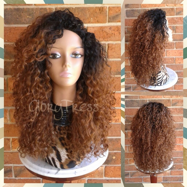 Wigs, Half Wig, Kinky Curly Half Wig, Ombre Wig, Beach Curly Wig, African American Wig, CLEARANCE // AMAZING