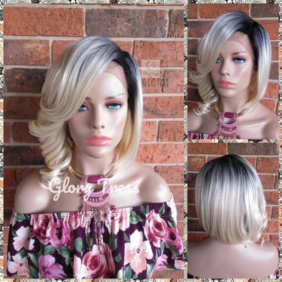 Ready To Ship Short Curly Bob Lace Front Wig Ombre Etsy