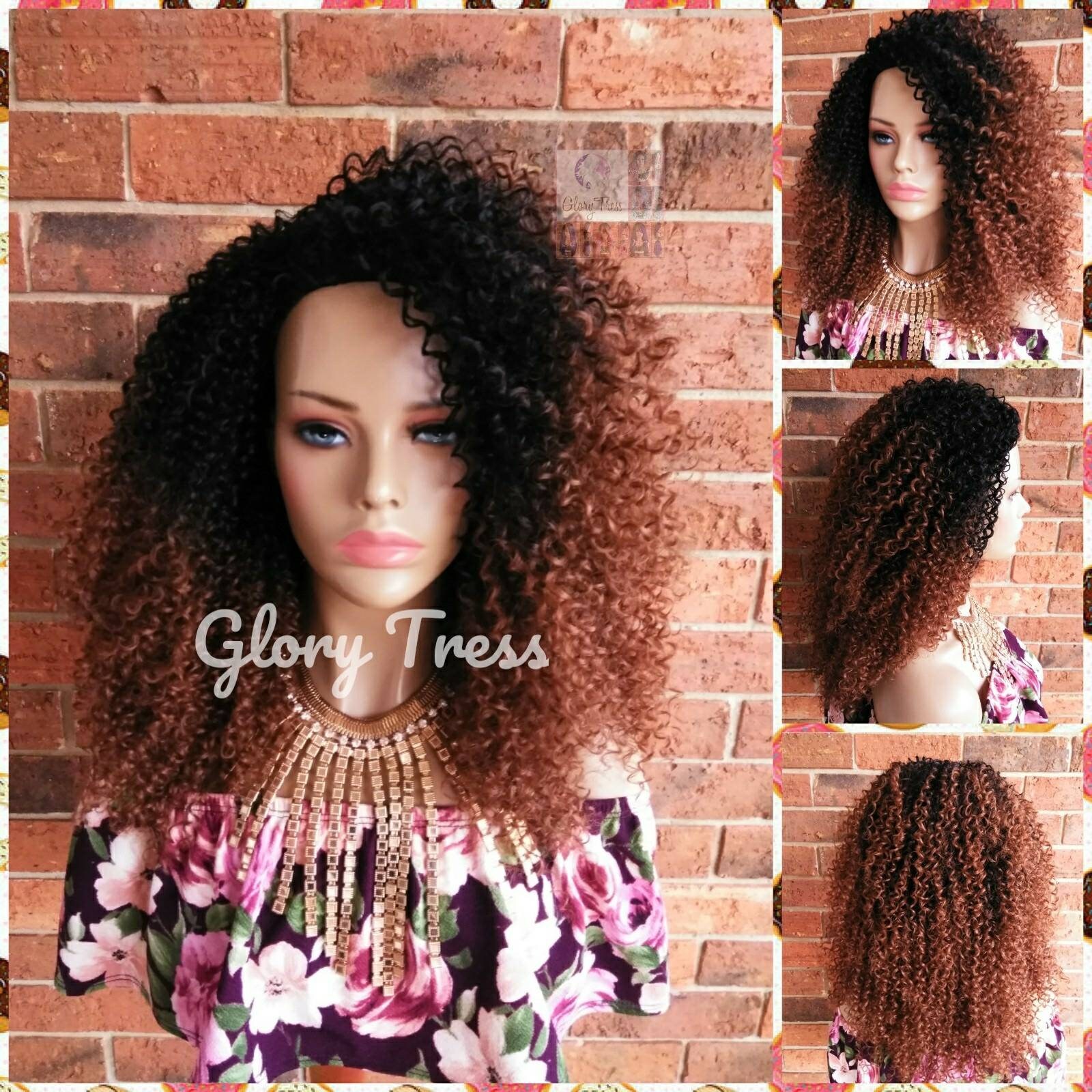 Kinky Curly Half Wig Ombre Auburn Wig Big Curly Afro Wig Etsy