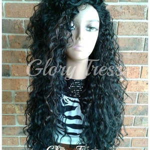 26 Long Beach Curly Half Wig Black Curly Wig For Women Kinky Curly Wig Glory Tress Wigs Halloween Costume Wig COURAGE image 2