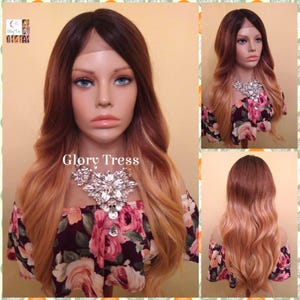Lace Front Wig, Wigs, Wavy Lace Front Wig, Ombre Blonde Wig, Dark Rooted Wig, Silky Textured Wig, On Sale // GENEROUS