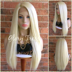 ON SALE // Custom Long & Straight Lace Front Wig, Human Blend Wig, Platinum Blonde Wig, Free Parting, Soft Swiss Lace// NAOMI