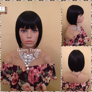 Wig, Full Cap Wig, China Bangs,  Black Wig, Straight Wig, Glory Tress, African American Wig // SINCERELY