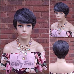 Razor Cut Pixie Wig For Women Gray Salt And Pepper Wig Synthetic Heat Resistant Wigs Grey Chemo Alopecia Wigs Glory Tress - STERLING QUEEN3