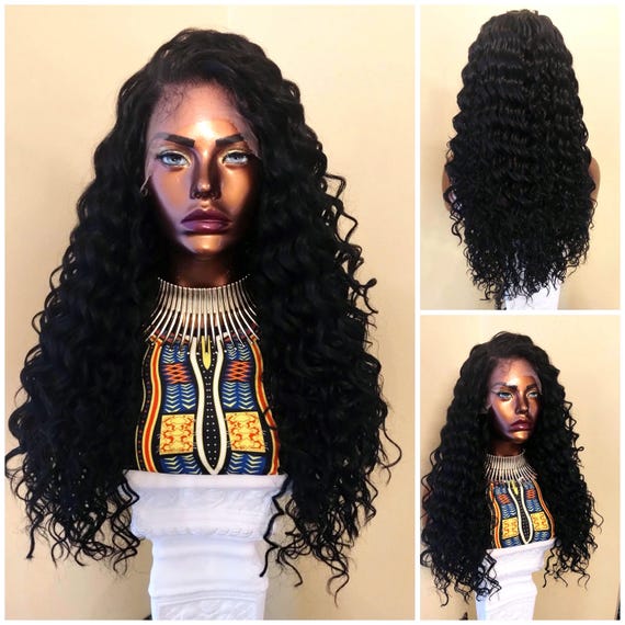 Wig curly black Long Lacefront New Lace Alopecia Curly Lace Front Wig HD Lace Wig African American Wig Deep  main image 4