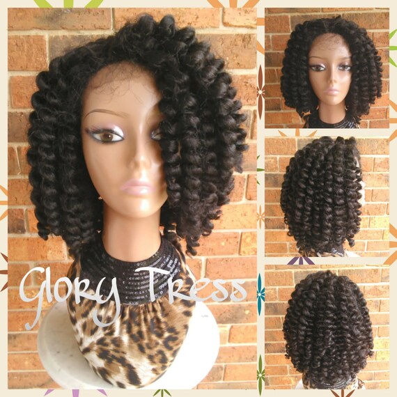 On Sale Bantu Knot Out Crochet Braided Lace Front Wig Etsy