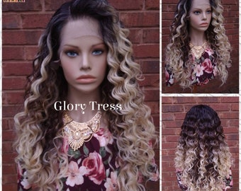 Lace Front Wig, Deep Wavy Wig, Money Piece Highlights, Blonde Wig, Blonde Wig, Glory Tress, Wigs, Wig, 13 x 6 Free Parting, On Sale// LOVE