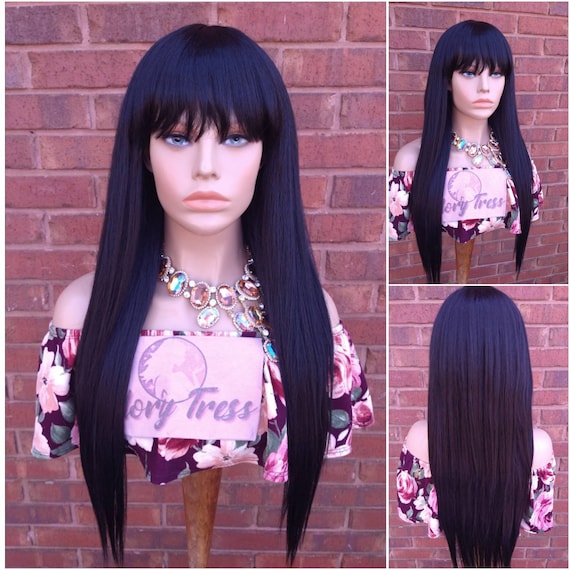 Black Full Wig With Bangs China Bang Wig for Women Long  display picture 3