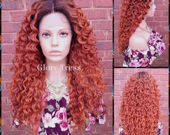 Lace Front Wig, Wigs, Kinky Curly Lace Front Wig, Glory Tress Wigs, Ombre Copper Wig, Wig, Orange Wig, NEW ARRIVAL // VIBRANT