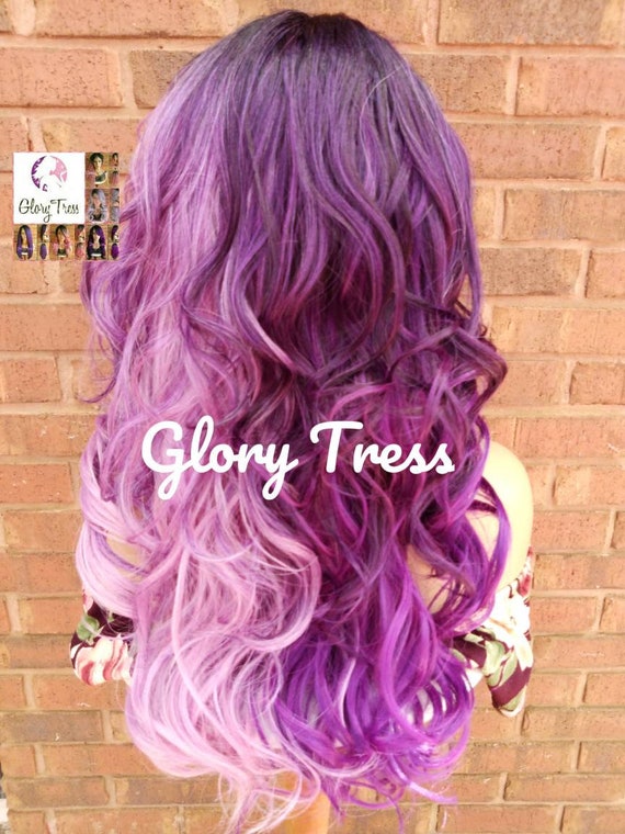 Lace Front Wig - Ombre Wig - Ombre Purple Wig - Purple Wig  display picture 1
