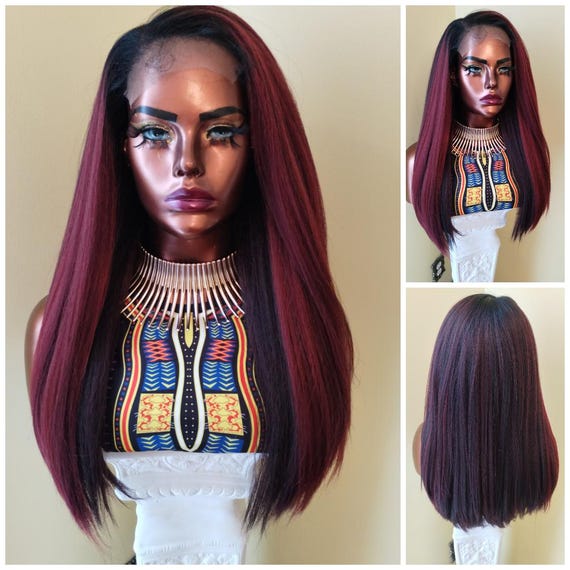 Lace Front Wig Glueless 5x5 Lace Closure Wig Ombre Burgundy  display picture 1