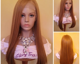 Blonde Lace Frontal Wig | Straight Wig With HD Lace | Human Blend Wig, 13x6 Free Parting | Glory Tress Wigs, Alopecia Wig // GINGERBREAD