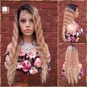 Wavy Lace Front Wig, Wavy Wig, Ombre Blonde Wig, Blonde Wig,  Glory Tress, Wigs, Wig  // YOU&#39;RE BRILLIANT