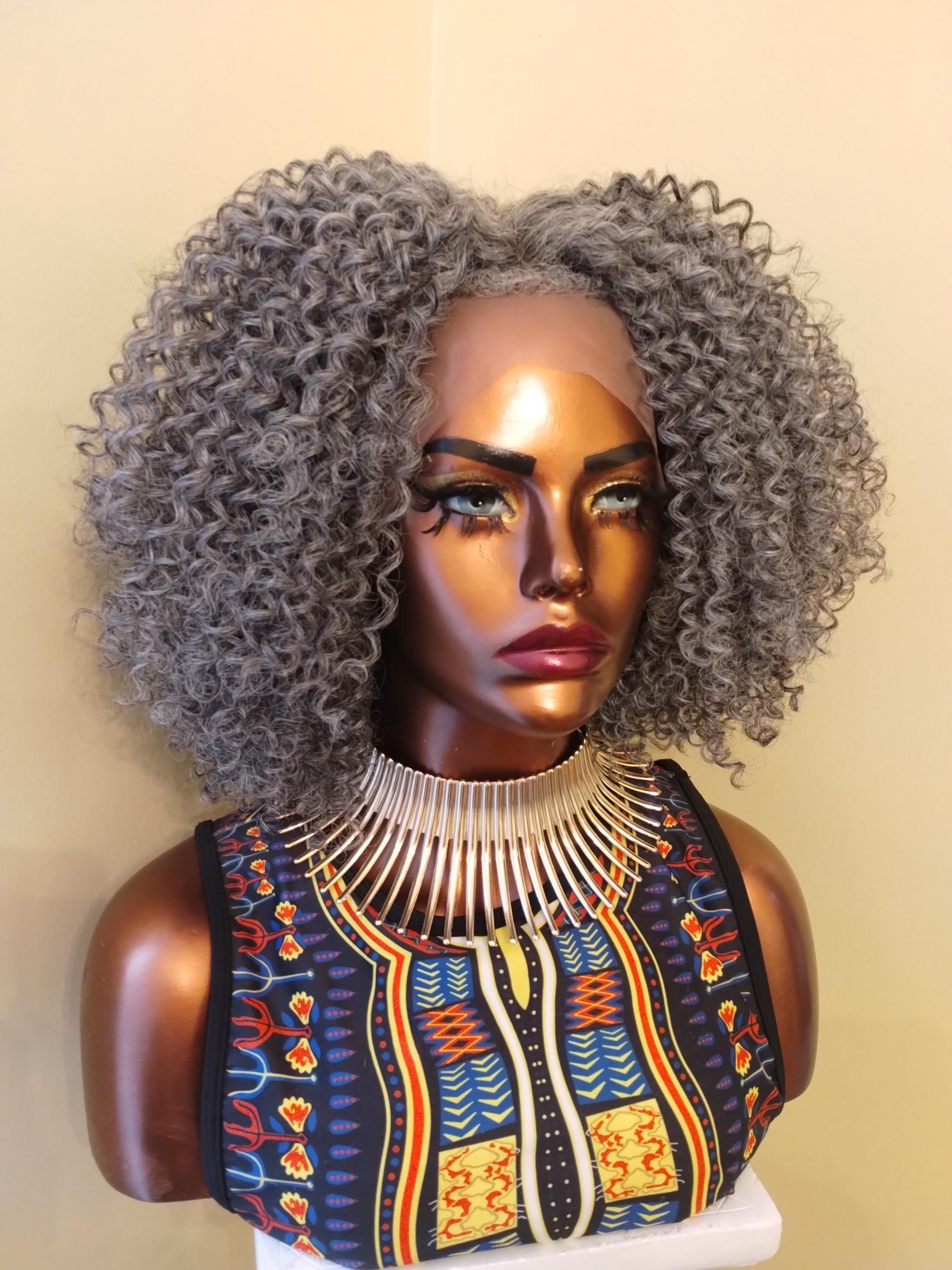 Grey Kinky Curly Lace Frontal Wig Pre-plucked HD Lace Wig  display picture 1