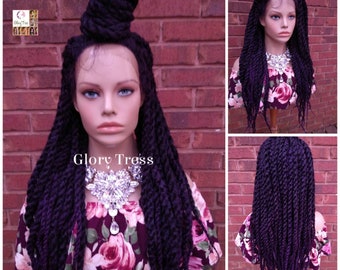 Lace Front Wig, Braided Lace Front Wig, Hand-Twisted Senegal Wig,  African American Wig, Glory Tress // BELOVED2 (Free Shipping)