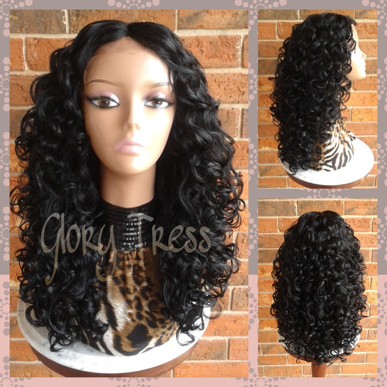 Clearance Long Black Curly Lace Front Wig Ombre Wigs Big Etsy