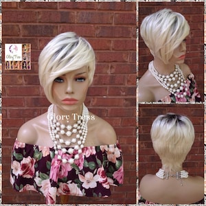 NEW ARRIVAL // Short Razor Cut Full Wig, Pixie Cut Hairstyle, 100%  Human Hair Wig, Ombre 613 Blonde // LILY