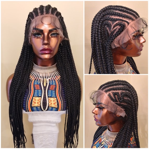 Fulani Box Braids Full Lace Frontal Wig | Human Hair Blend  display picture 3