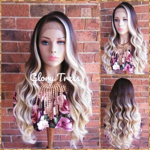 ON SALE // Long & Wavy Lace Front Wig, Pre -Plucked Hairline, 100% Human Blend Wig, Ombre Blonde Wig, 13 x 4 Free Parting // LUXURY