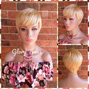 ON SALE // Short Razor Cut Full Wig, Pixie Cut Hairstyle, 100% Remy Human Hair Wig, Blonde Wig // BLOSSOM