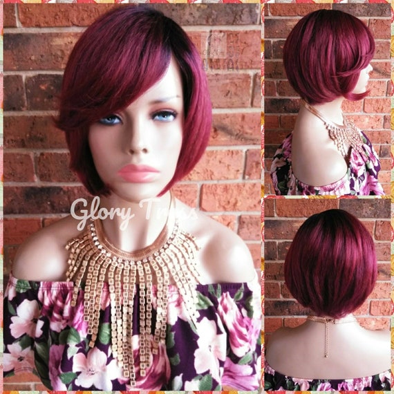 Kinky Straight Bob Full Wig African American Wig Ombre Etsy
