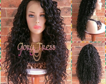Long Beach Curly Lace Front Wig, 100% Brazilian Human Hair Blend, Big Curly Wig, Free Parting, Glory  Tress, Chemo Wig, On Sale // CRYSTAL