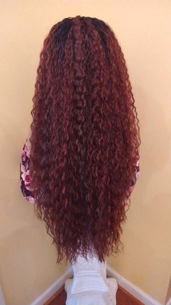 Buy Curly Lace Front Wig | Ombre Copper Red | Hand-braided