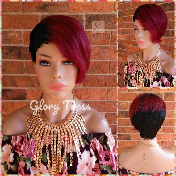 Ready To Ship Short Razor Cut Full Wig With Side Bangs Etsy