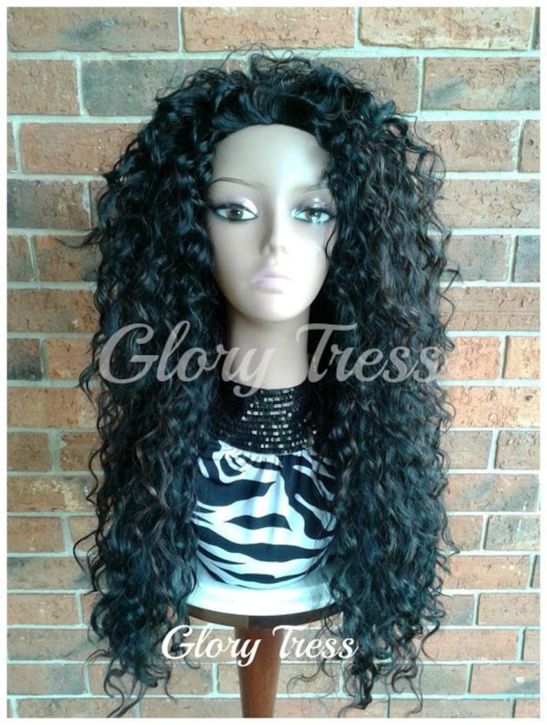 26 Long Beach Curly Half Wig Black Curly Wig For Women Kinky Curly Wig Glory Tress Wigs Halloween Costume Wig COURAGE image 3