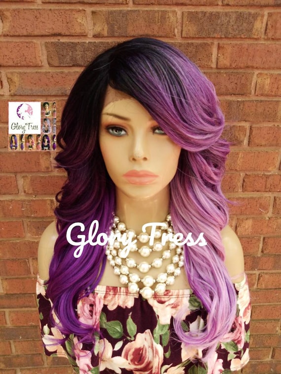Lavender Purple Wig Ombré Braid Lacefront Wig Lavender Straight Lace Front Synthetic Wig Rumi Braid Kylin  main image 2