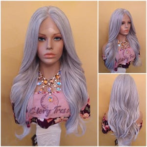 Platinum Sliver Wavy Lace Front Wig|  HD Lace Wig |Gray Wig For Women Long Synthetic Wig Cosplay Party Wigs Glory Tress Gift For Her - STORM