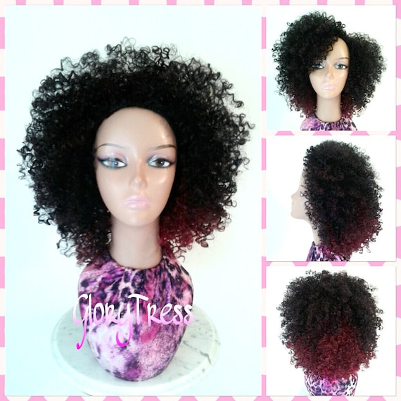On Sale Short Curly Half Wig Kinky Curly Ombre Wig Big Etsy