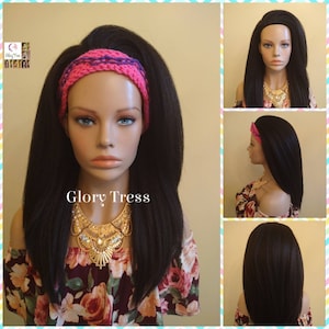 CLEARANCE // Half Wig - Free Handmade Crochet Headband - Yaki Straight Half Wig - Beginner  Friendly Wig, Glory Tress  // LUXURY