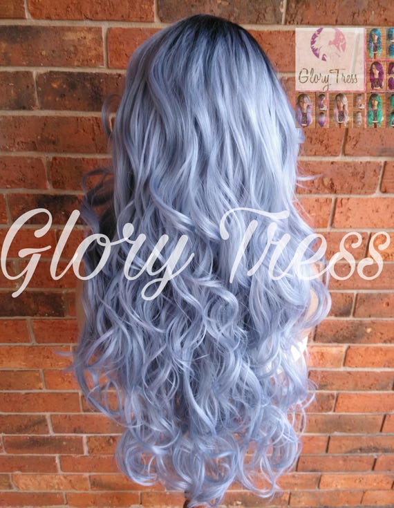 Silver and blue wig top