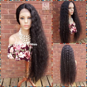 Long Wavy Lace Front Wig - Wig - Black Wavy Wig - Glory Tress - African American Wig - Heat Safe // DELIVER