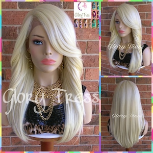 ON SALE // Custom Long & Straight Lace Front Wig, 100% Human Blend Wig, Platinum Blonde Wig, Free Parting, Soft Swiss Lace// SARAH