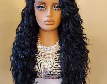 Curly HD Lace Frontal Wig | Pre-Plucked Human Hair Blend Wig | 13x6 Free Part Wig For Women | Alopecia Wig | Glory Tress - HARMONY