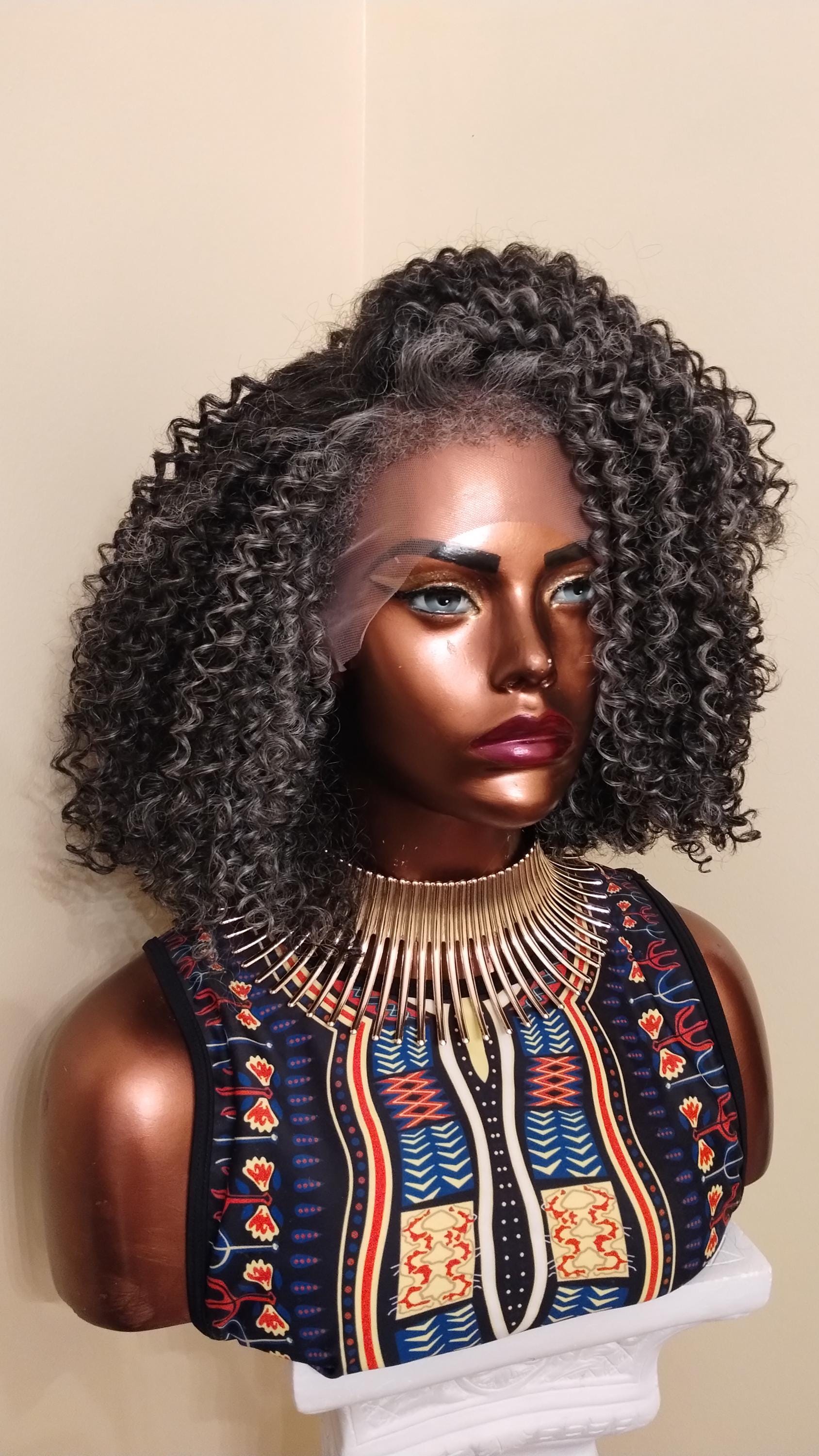 Grey Kinky Curly Lace Frontal Wig Pre-plucked HD Lace Wig 