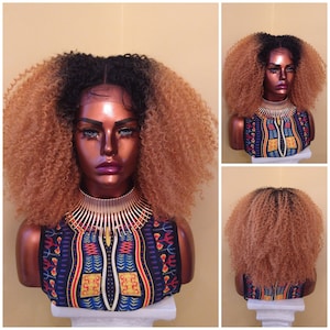 IM VERKAUF // Kinky Curly Lace Front Perücke, große gelockte Afro Perücke, Ombre blonde Perücke // reichlich vorhanden